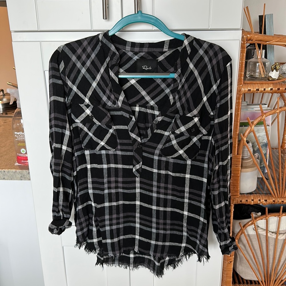 Rails black and white plaid top size small